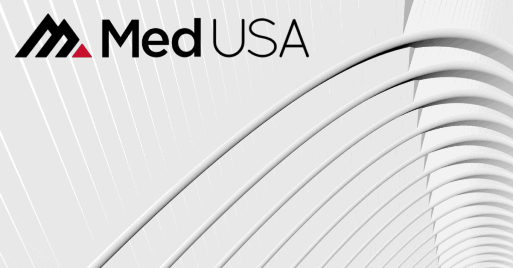 white background for telemedicine coding and billing with red and black med usa logo