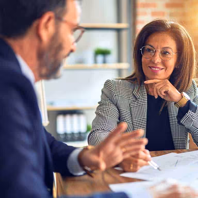 Two coworkers in a meeting