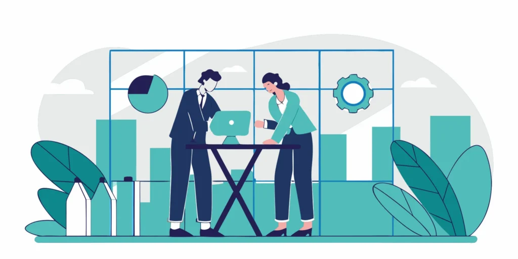 An RCM billing company team analyzing a medical practice's financial data and performance charts.