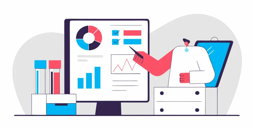 Doctor at a privately owned medical practice reviewing billing on a computer.