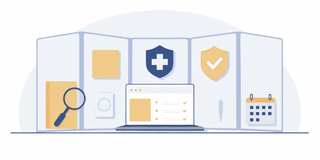 Medical insurance eligibility verification software on a laptop helps prevent claim denials.