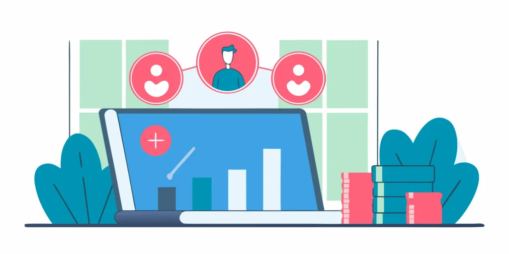 Laptop screen with a bar chart showing the key advantages of outsourced medical billing.