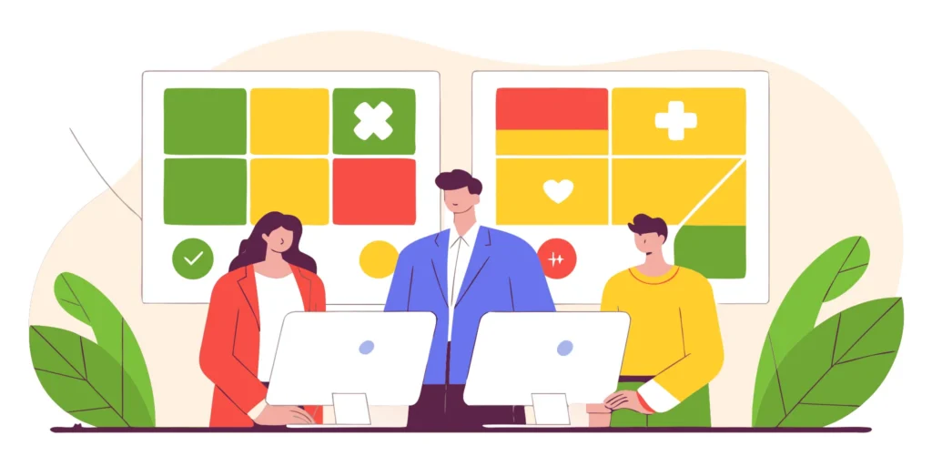 Medical coding agency professionals working at computers to manage a healthcare provider's revenue cycle.