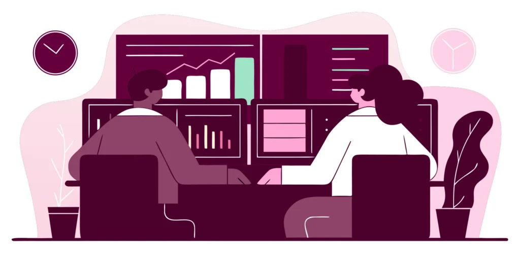 Laboratory billing team reviewing claims analytics