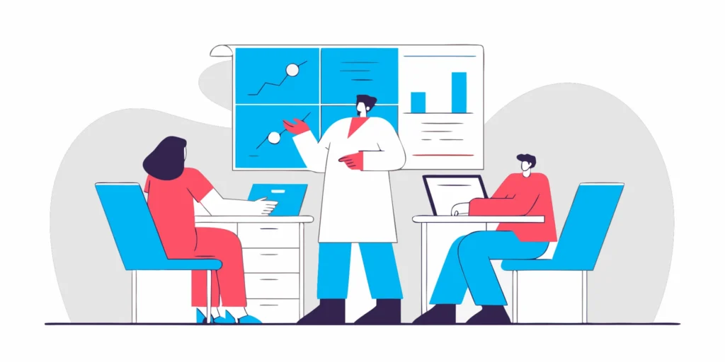 Healthcare team reviewing medical billing analytics