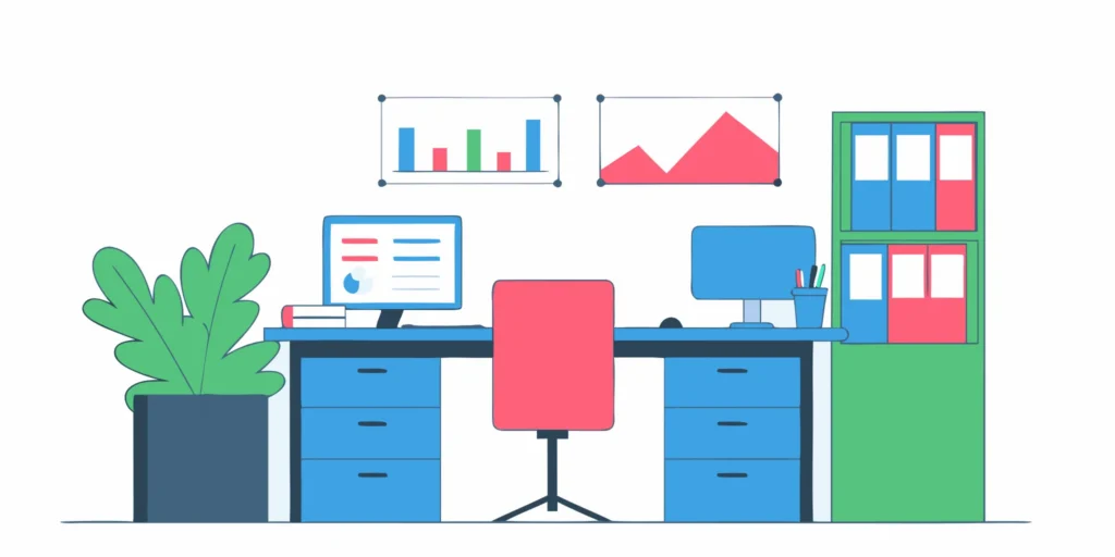 Medical billing office with empty desk showing staff turnover and disrupted revenue cycle
